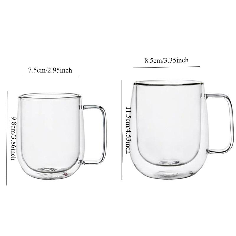 150-350ml Heat Resistant High Borosilicate Glass Mug Double Wall Glass Coffee Cup with Handle Milk Water Cup Clear Cups Gift