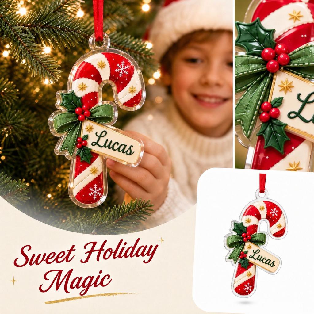 Christmas Gift Box Acrylic 2D Flat Hanging Ornament for Christmas Tree and Holiday Decor