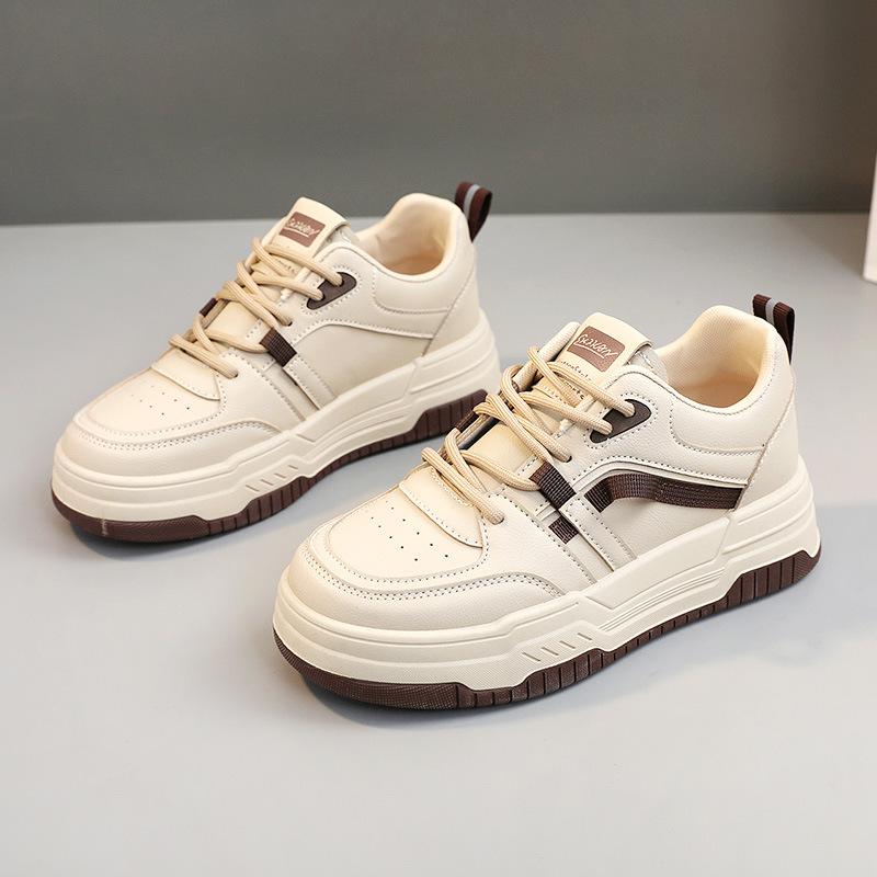 W5110 Nye Vår og Sommer Casual Platform Høydeøkende Damesko Brettsko Allsidig Rund Tå Slitesterk Fargeblokk Trend