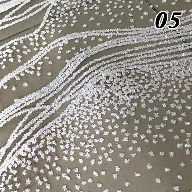 50x130cm Bronzing Glitter Sequin Ripple Wave Lace Fabric Wedding Dress Material DIY Women Dress Suit Sewing Clothing Material
