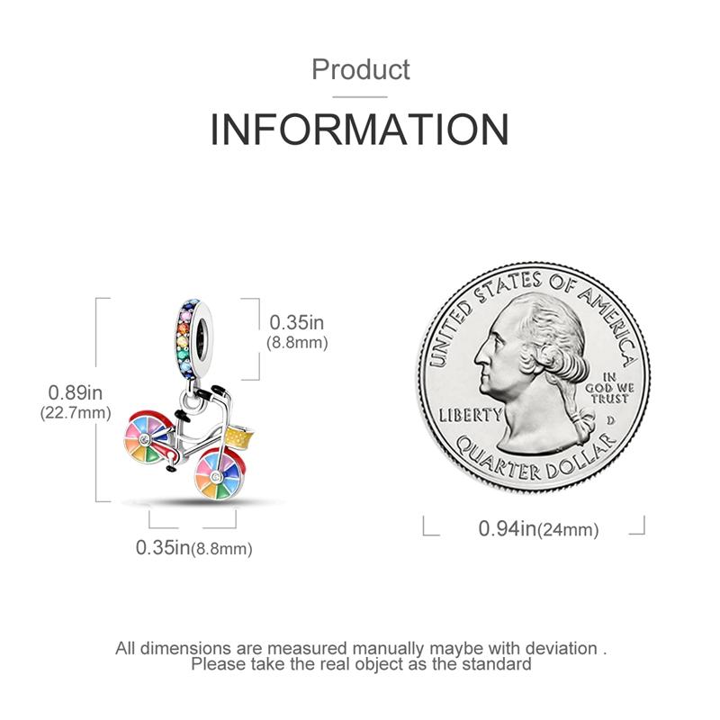 Rainbow Bicycle Pendants Copper Original Beads Fit Original Charms Bracelet Beads Jewelry Diy Gifts For Women