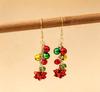 Festive Cartoon Christmas Tree Earrings with Colorful Bells