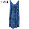 HNXC Women's Fashion Summer Spring Solid Color Print Sleeveless O-Neck High Waist Casual Dresses
