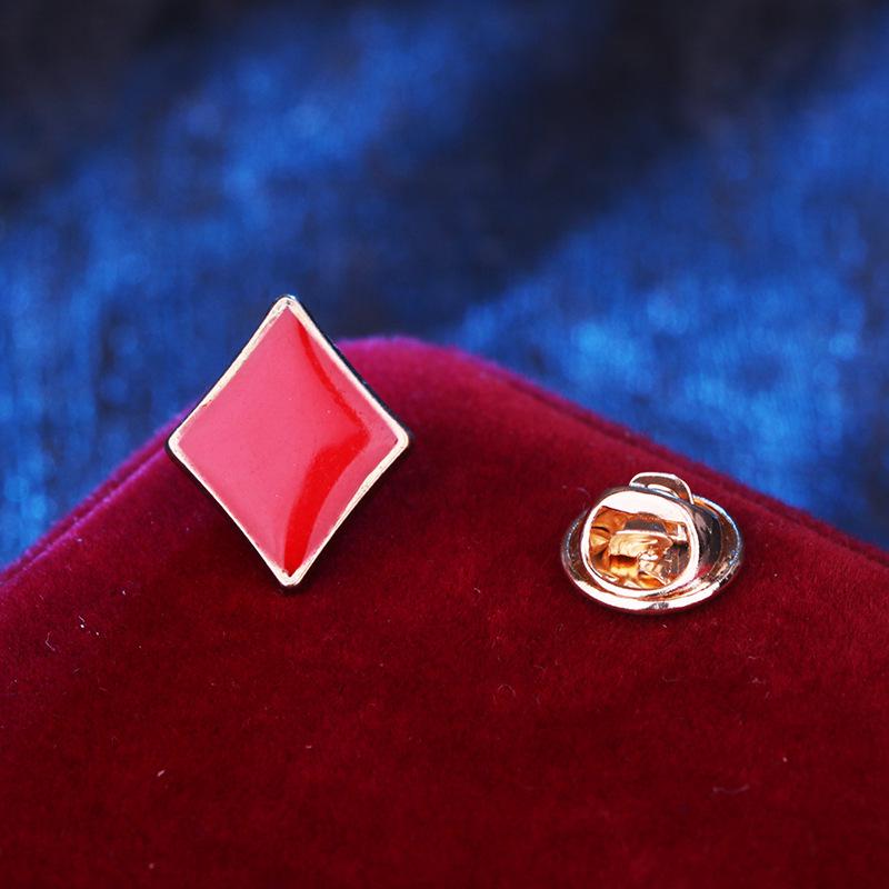 Harajuku Poker Series Card Brooch: Spade, Club, Diamond, Heart Metal Lapel Pin Accessory