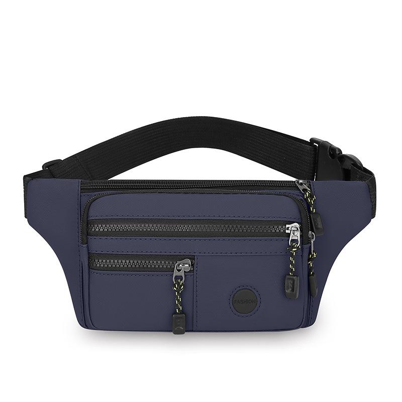 Solid Color Simple and Lightweight Men's Chest Bag Multi Layer Portable Cashier Purse PU Leather Leisure Out One Shoulder Messenger Bag.