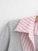 Women's College-Style Faux Two-Piece Striped Patchwork Slimming Long-Sleeve Lapel T-Shirt, Autumn/Winter Korean Style.