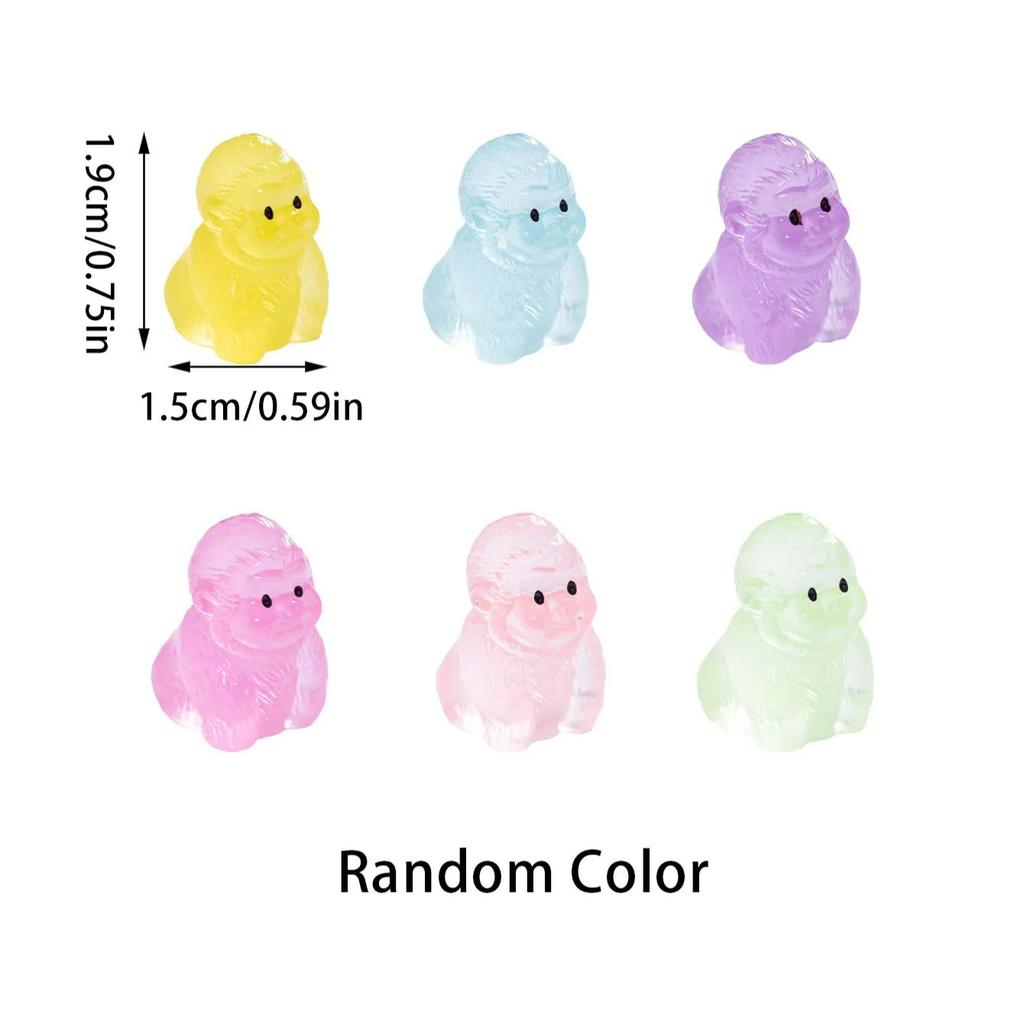 10 / 20pcs Luminous Mini Resin Gorilla Glow In The Dark Compact Miniature Chimpanzee Tiny Monkey Animal Figures Ideal for DO-IT-YOURSELF Fairy Garde