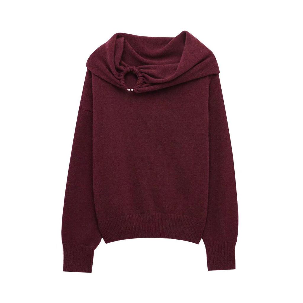 European and American Women's Fashion 2024 Autumn/Winter Street Style Pleated Knit Sweater