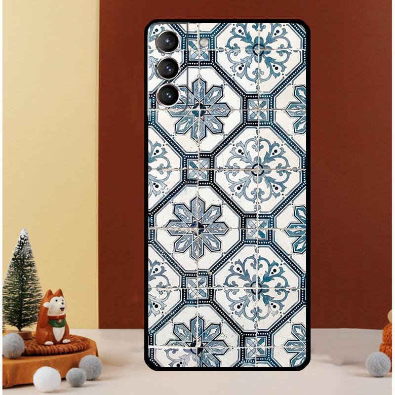 Portuguese Glazed Tiles Case For Samsung Galaxy S24 S26 Ultra S22 S23 S25 Ultra S20 S21 Plus S10 S25 FE Cover Funda Galaxy S21 Plus