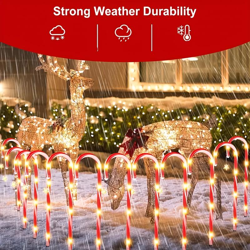 Solar-Powered Candy Cane Lights 1To5 8 Lighting Modes Outdoor Christmas Decoration for Lawn Yard Garden Xmas Tree Lights