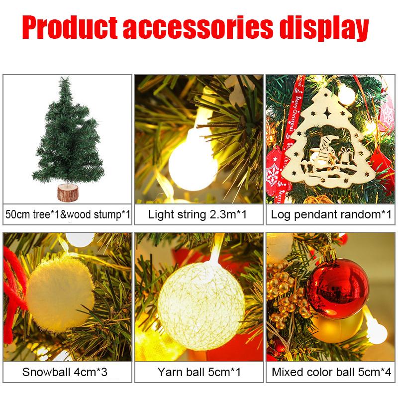 50cm Mini Christmas Tree Desktop Ornaments with Lights Christmas Tree Set Christ