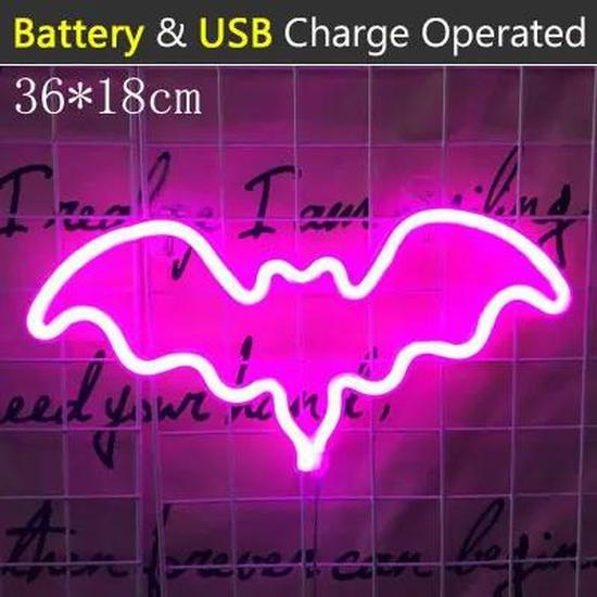 Neon Light Party LED Bat Colorful LED Light for Bedroom Decor Neon Sign Wallpaper Halloween Hang Decoration
