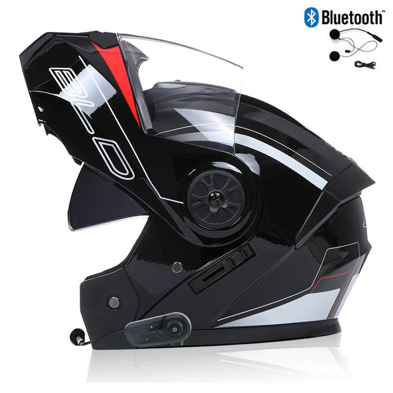 Bluetooth Men's Motorcycle Helmets Full Face Casco for Motorcycles Man Motocross Kask Flip up Casque De Moto  DOT Certified BLD