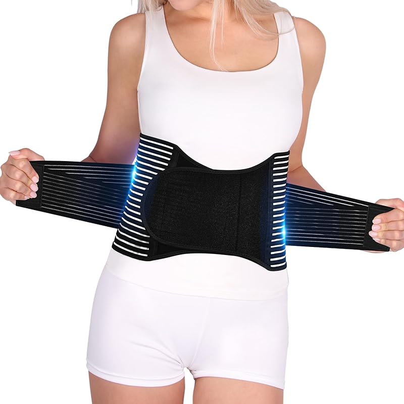 FESAS Breathable Back Brace with Lumbar Pad - Support Belt for Lower Back Pain Relief, Suitable for Women & Men, Ideal for Herniated Disc & Large/X-Large
