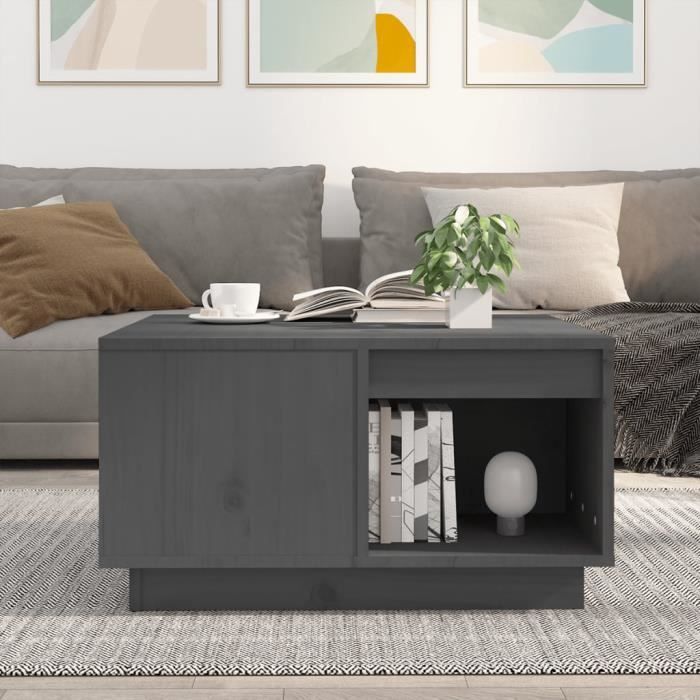 814531 vidaXL Coffee Table Grey 60x61x32.5 Cm Solid Pine Wood