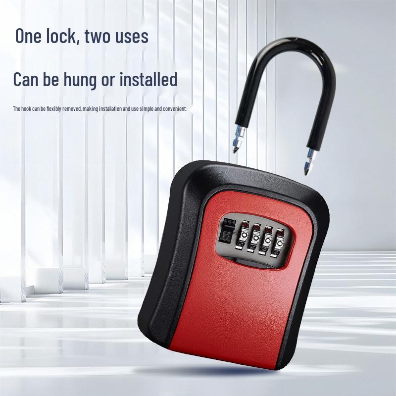 Wall-Mounted Key Lock Box for Temporary Sites with Peephole - No Drill Installation