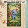 Animals Theme Soft Beach Towel Personalized Custom Name Text Towel Portable for Beach Pool Travel