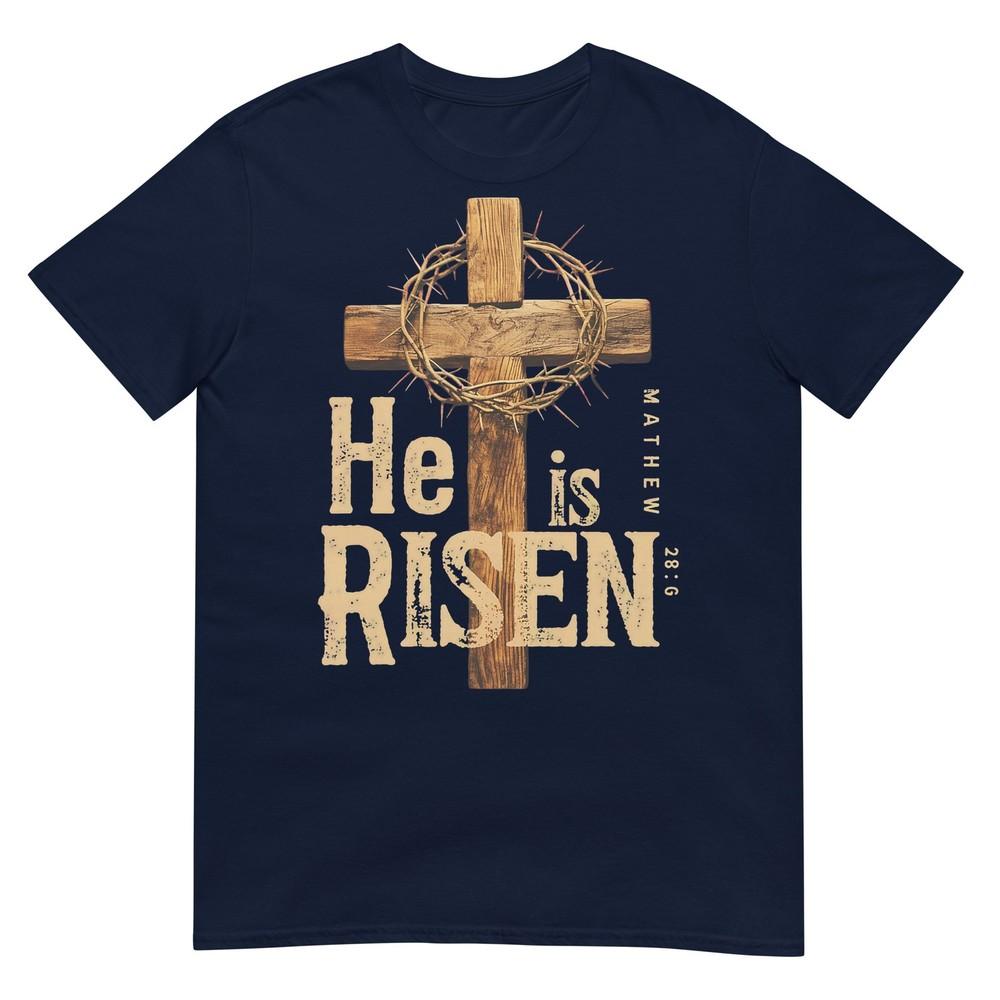He Is Risen Retro Vintage Cross Happy Easter TShirt S