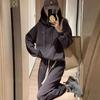 Korean Style Women's Hooded Sweatshirt & Joggers Two-Piece Set with Letter Embroidery