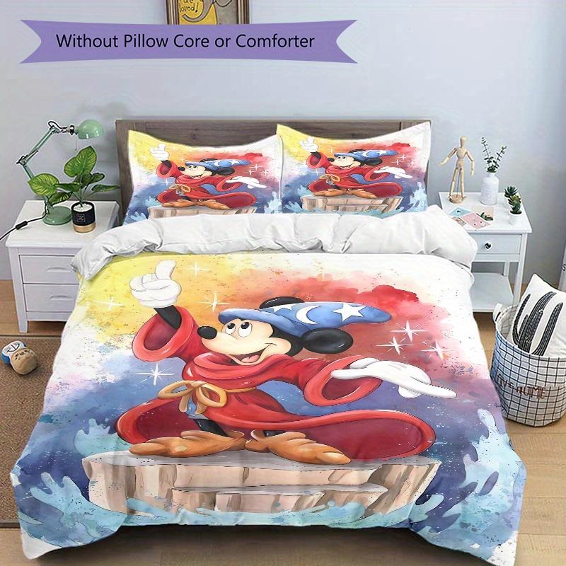 3pcs Colorful Art Mickey Bedding Set - 1 Soft Quilt Cover + 2 Pillowcases, Machine Washable - Suitable for All Seasons, Perfect Gift for Family a