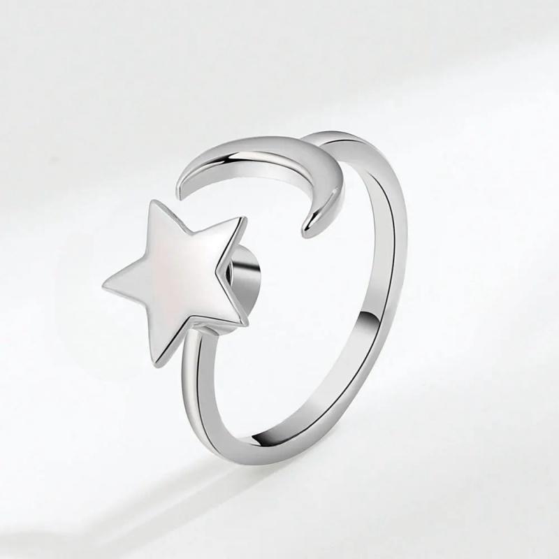 1pcs fashion simple rotating zircon flower opening adjustable ring luxury casual casual unzipping design sense accessories