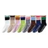 Yoga Casual Socks for Summer, Thin Mesh, Anti-slip, Women's Pilates, Mid-calf, Color-blocked, Rolled-up, Fitness