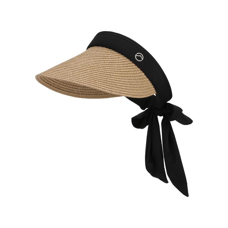 Summer Sunshade Sunscreen Hat Cool Straw Hat Children's Outdoor Big-brimmed Straw Hat Versatile Fashion Streamer Empty Top Hat