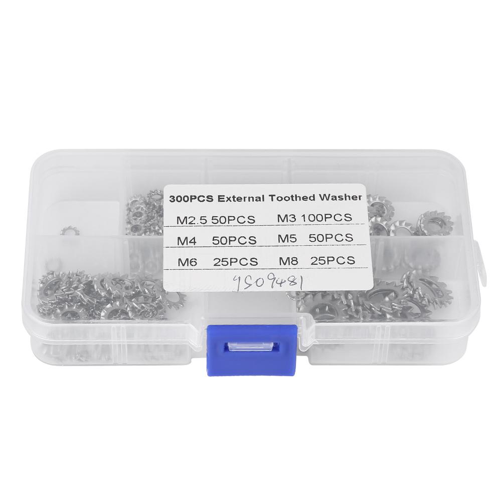 

300pcs 304 Stainless Steel Serrated Lock Washer External Toothed Washers Set