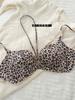 Sexy leopard print underwear girl small chest flat chest special gathering without steel ring upper support secondary breasts thickened bra bra