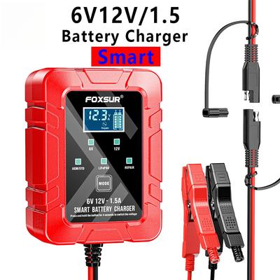 6V 12V 1.5A Chargeur de Batterie Automatique Intelligent à Maintien pour Batterie de Moto Plomb-acide GEL AGM SUV Bateau pour Honda