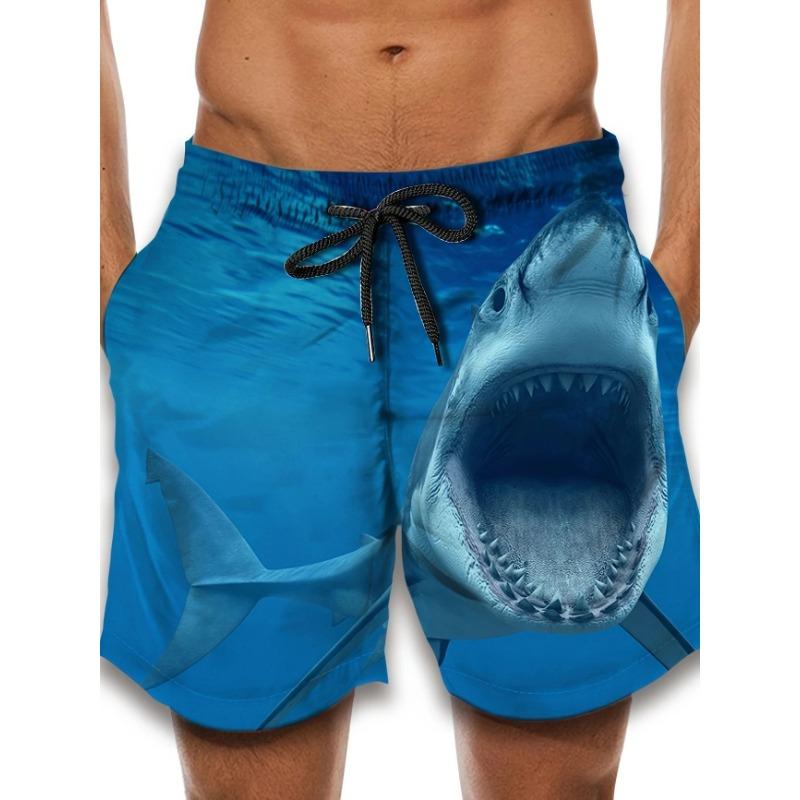 Pantalones Cortos Casuales de Playa para Hombre Estampado de Llama Azul 3D Secado Rápido Cintura con Cordón