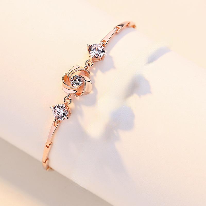 

Танциз Стерлингового Серебра 925 пробы с Цирконом Браслет Ювелирные Изделия Геометрический Бисер Цепи Браслеты Мода Изящный Свадебный Подарок для Подруги Женщины розового золота