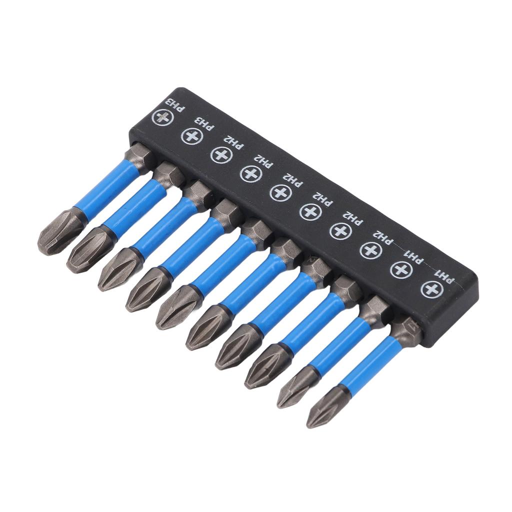 10Pcs Screwdriver Bit Set Magnetic PH Electric Drill Bits PH1 PH2 PH3 2in 50mm S2 Steel with 14in