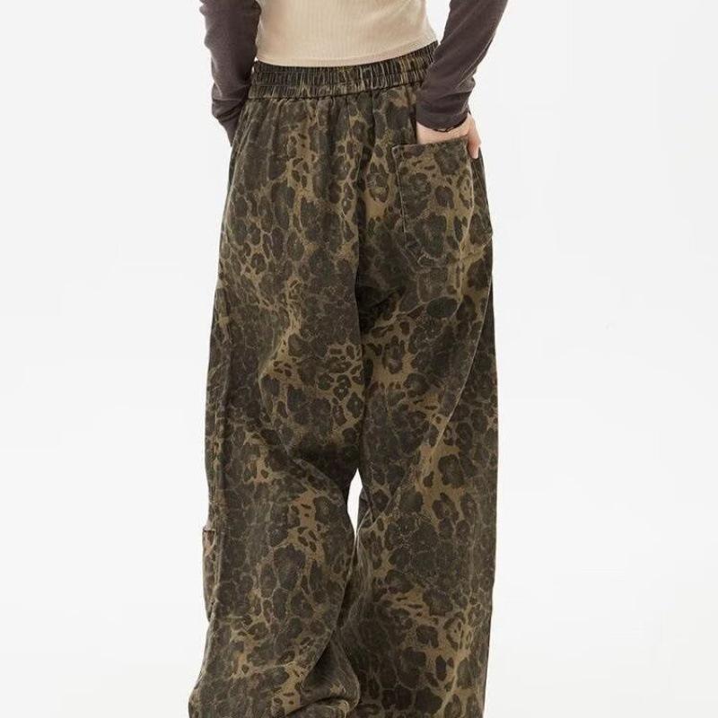 Men's 2024 Trendy Leopard Print Wide-Leg Casual Pants
