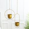 Modern Hanging Planter Geometric Iron Flowerpot with Hanging Chain Wall Ceiling Planter Hanger Houseplant Holder Pot for Indoor Outdoor Decoration