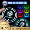 For VOLKSWAGEN VW 2PCS Car Glowing Water Coaster Anti Slip Mat Water Cup Pad for Volkswagen VW Polo Scirocco Beetle CC Touran T-