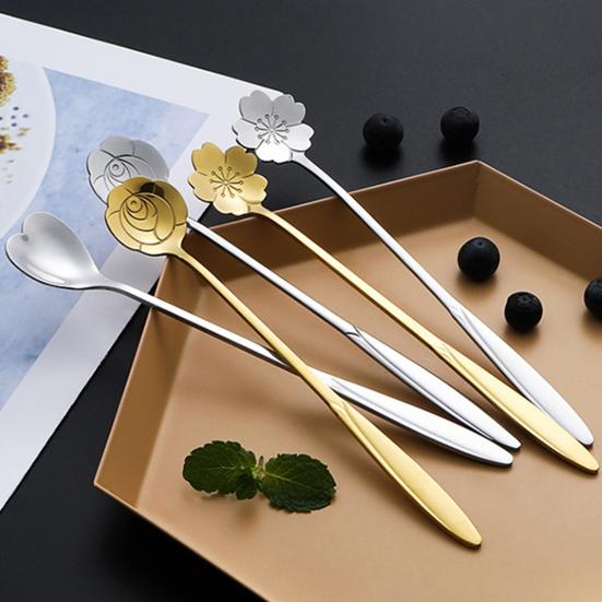 Spoon Long Handle Fine Texture Stainless Steel Mixing Coffee Spoon for Home