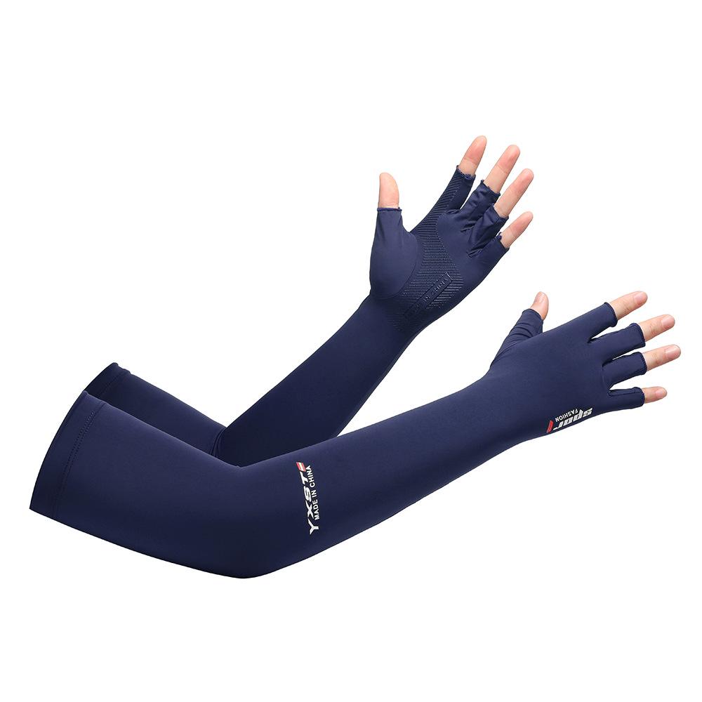 Unisex Elastic Ice Silk Sleeves for Summer Sun Protection - Non-Slip, Fingerless Design for Cycling, Hiking, and Outdoor Sports