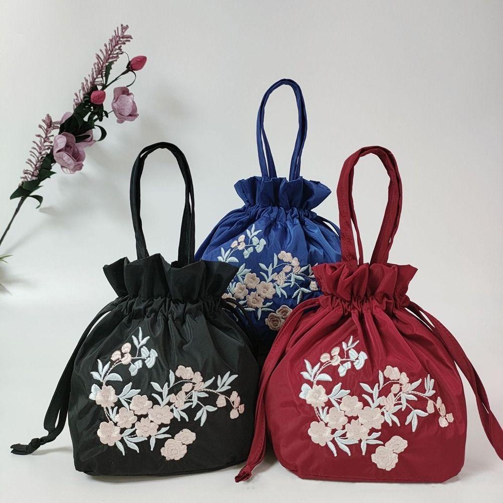 Blumenstickerei Handtasche Blumige Kleine Geldbörse Retro Retro Kordelzugtasche Einkaufen