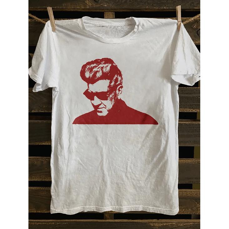 Herren Vintage Punk Rock Grafik-T-Shirt - Weiches Retro Thriller Porträt Design mit Ikonischem Gesicht & Roter Aufdruck, Weißes Band-T-Shirt für Freizeit & Party-Kleidung,
