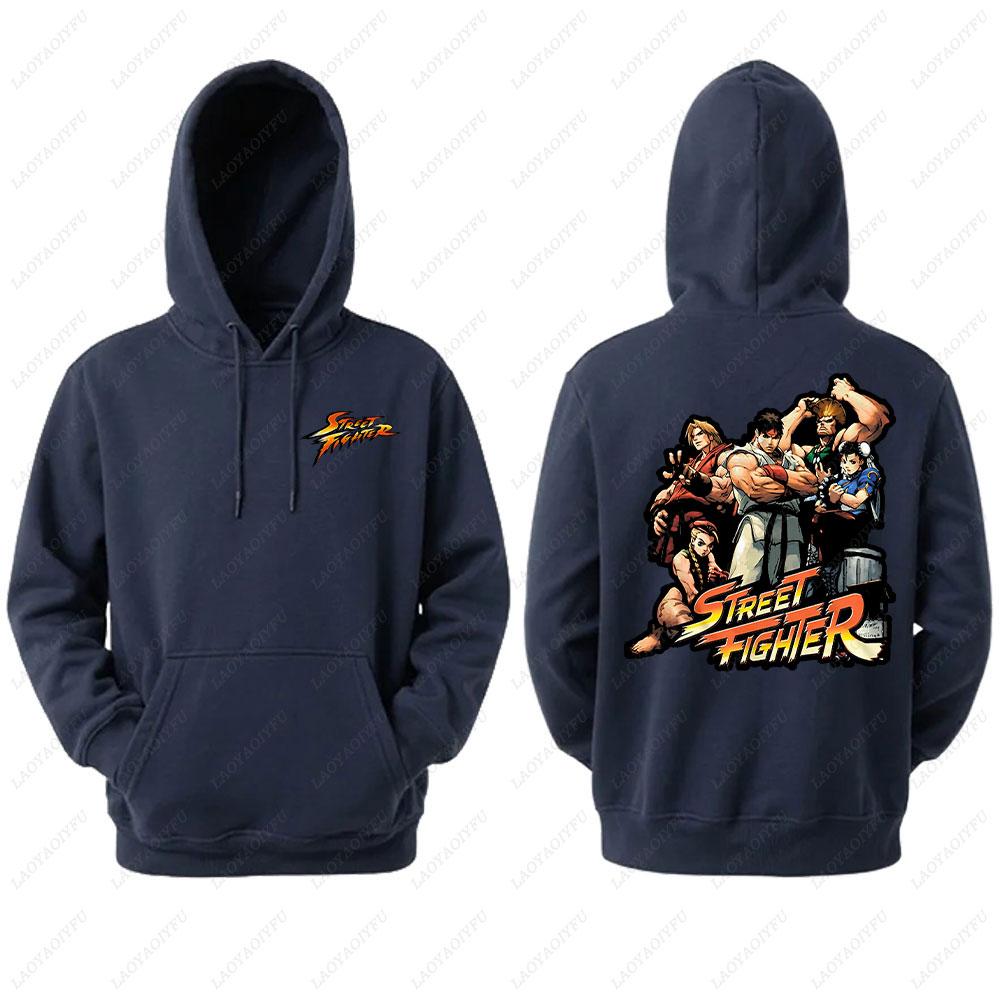 

Men s Street Fighter Hoodie Anime Print Hooded Long Sleeve Sweatshirt Double Sided Graphic Hoodies All Characters Active Design S