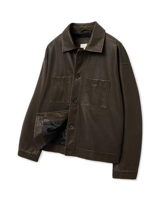 Vtwo Vintage Coated Leather Jacket_Brown