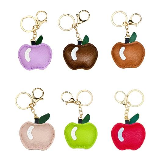 Apples Keychain Pendant Cute Apple-Shaped Leather Keychain Charm Colorful Fruit Bag And Car Pendant Soft Versatile Purse Charm for Women Tote Bags