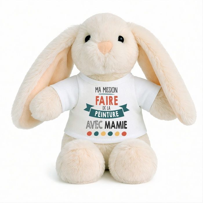 Planetee Peluche Lapin Bébé Doudou Ma Mission Peinture Avec Mamie cadeau naissance nouveau né fille garçon baby shower