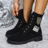Women Winter Boots Ladies Lace Up Side Zipper Snow Boots Female Non Slip Motorcycle Shoes Keep Warm Ankle Botas Plus Size 36-43