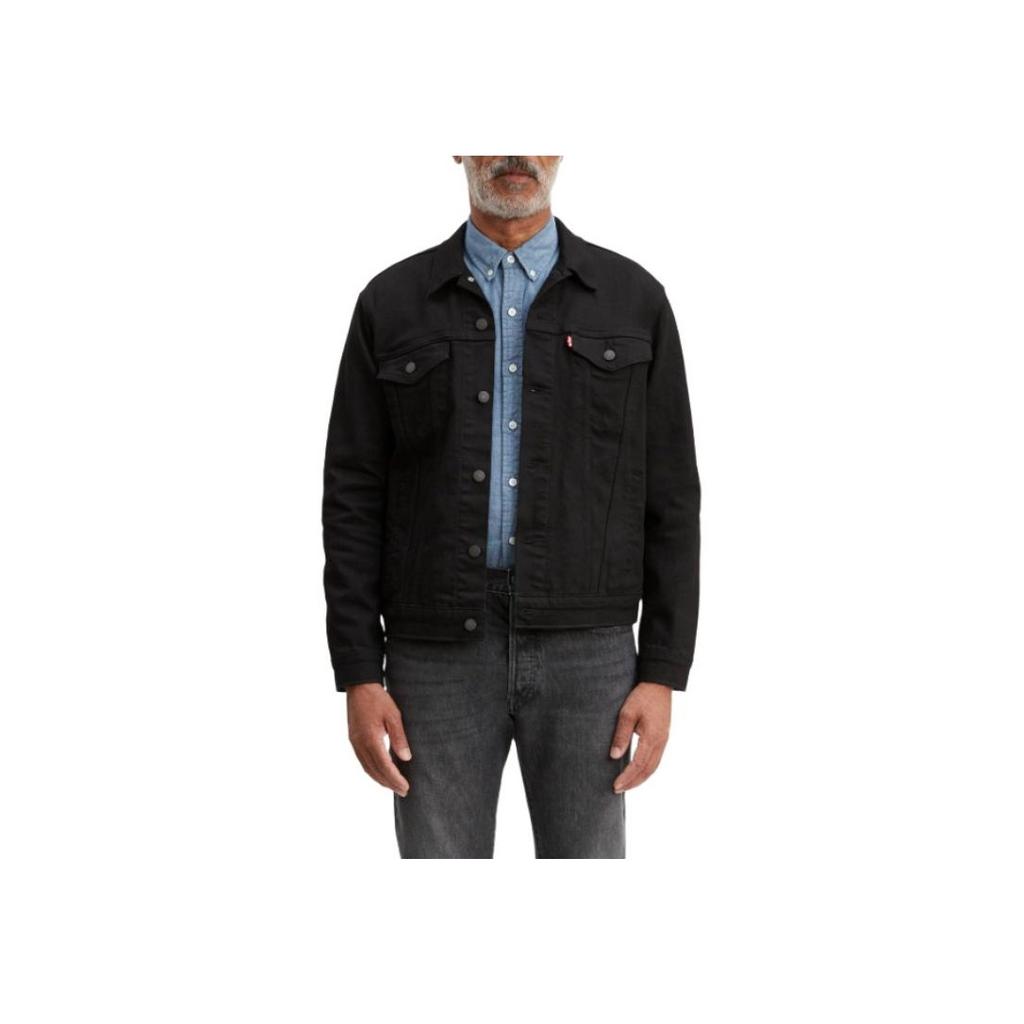 Levis Solid Color Point Collar Single Breasted Long Sleeve Jacket Men Jackets Black 72334-0403