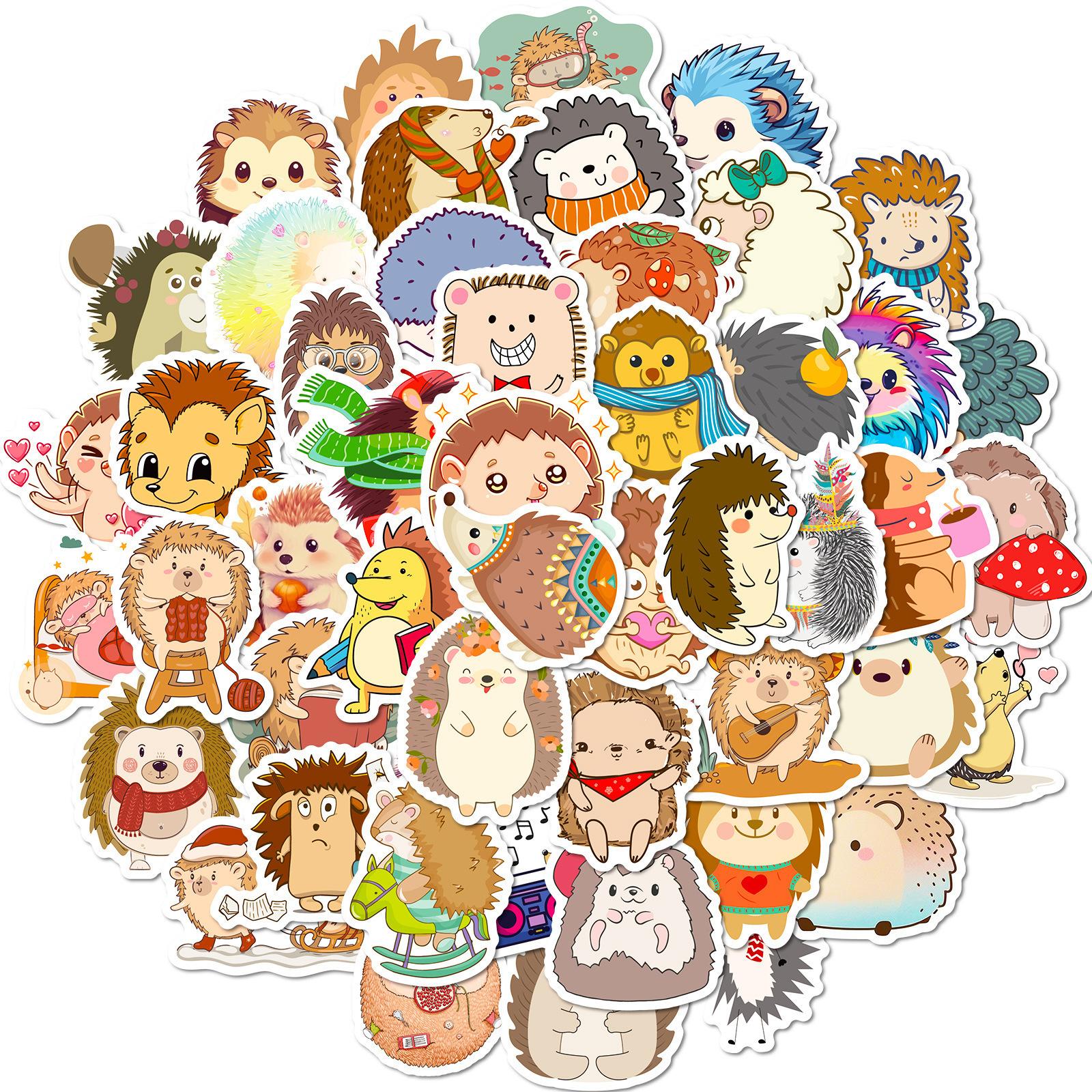 

50 Gray Hedgehog Stickers Cartoon Cute Creative Small Animal Hedgehog Stickers Training Class Gift Gifts
