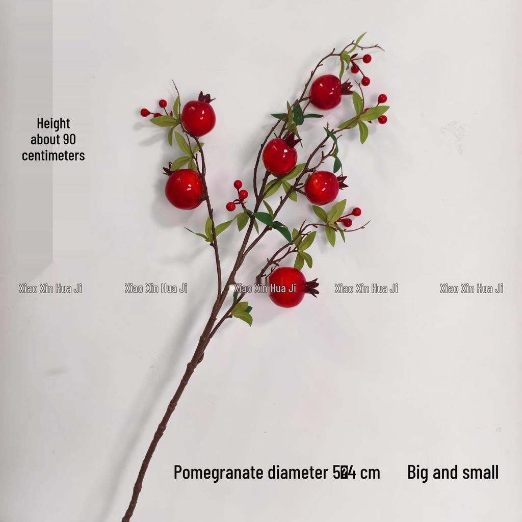 High-End Artificial Fruit Branch with Apples, Pomegranates, Oranges, Persimmons, and Lemons for Home Decor.