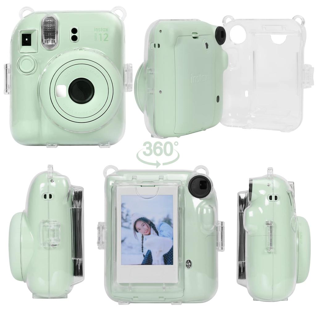 Aenllosi Clear Case for Fujifilm Instax Mini 12 Instant Camera, PVC Cover with Shoulder Strap (Case Only)