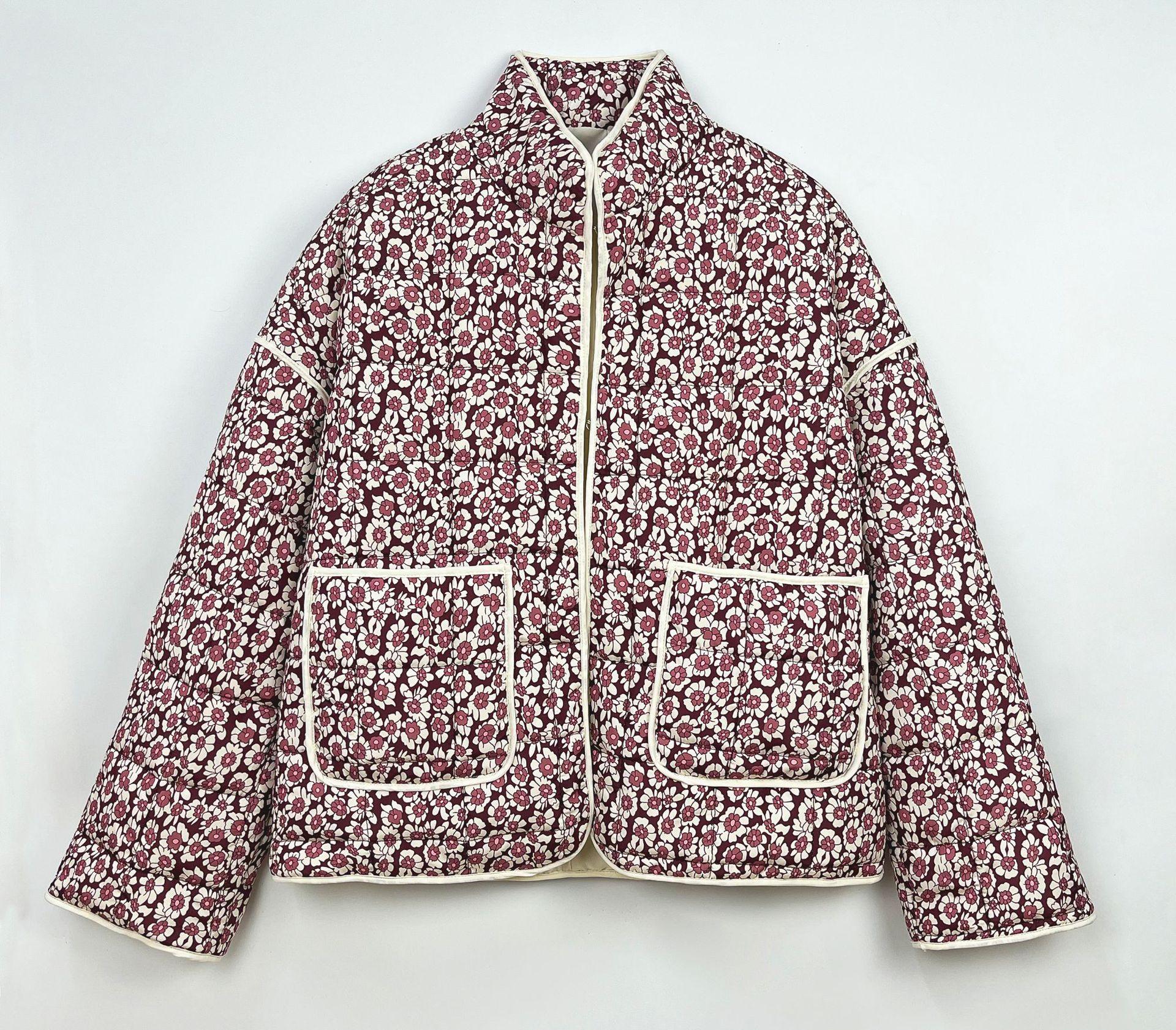 

Winter Printed Women s Cotton Jacket With Floral Patterns S белый